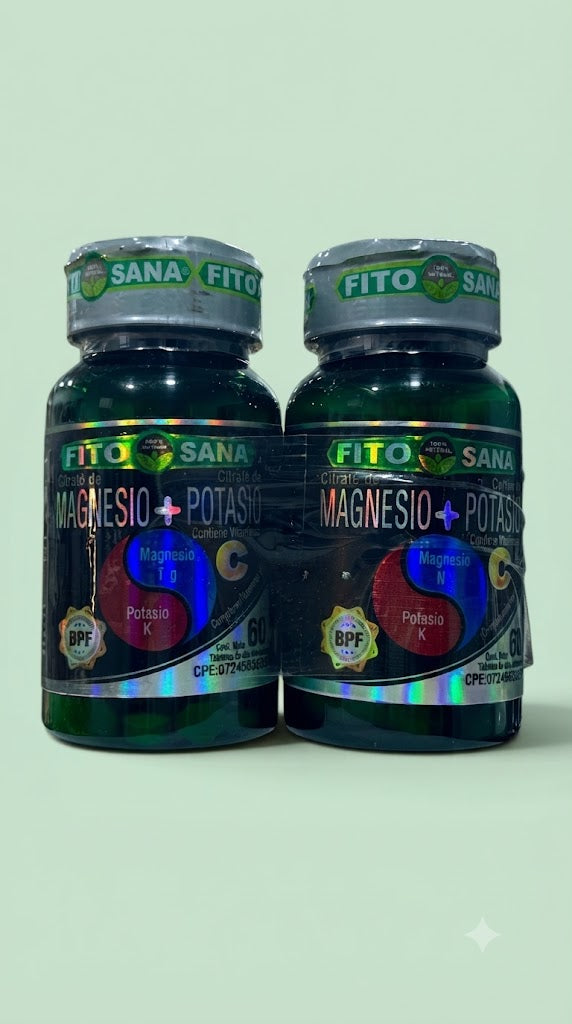 Citrato Magnesio + Potasio 120 Tabletas Fito Sana