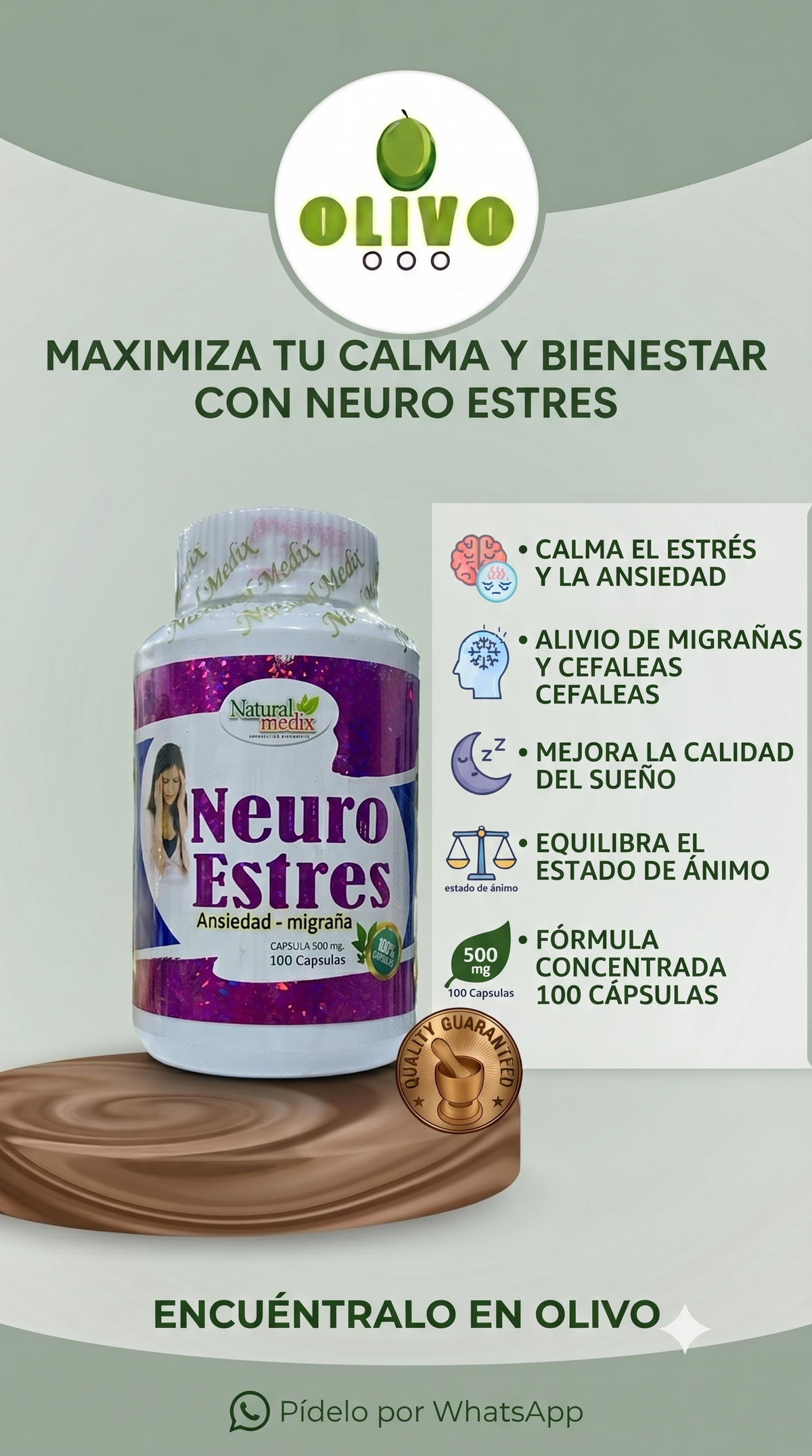 Neuro Stres 100 Capsulas Natural Medix Importado