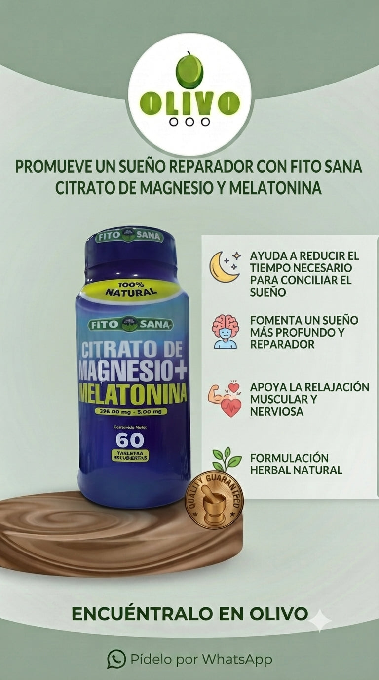Citrato De Magnesio + Melatonina 60 Tabletas Fito Sana