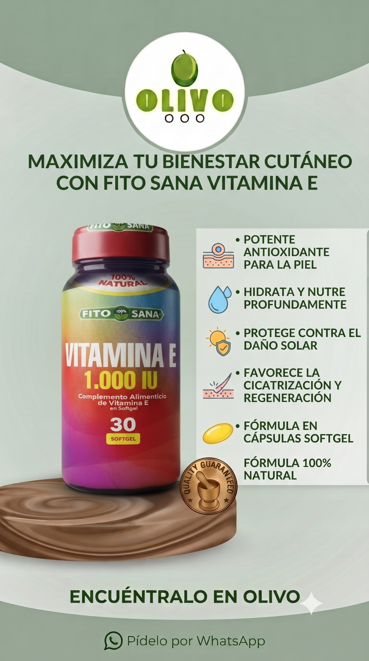 Vitamina E 1000 IU 60 Tabletas Fito Sana