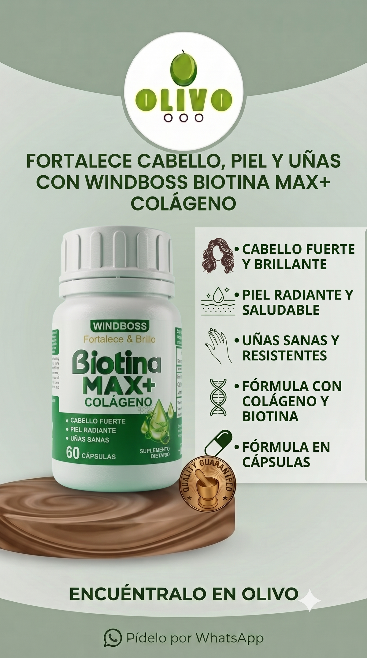 Biotina Max + Colágeno 60 tabletas Importado Triple AAA