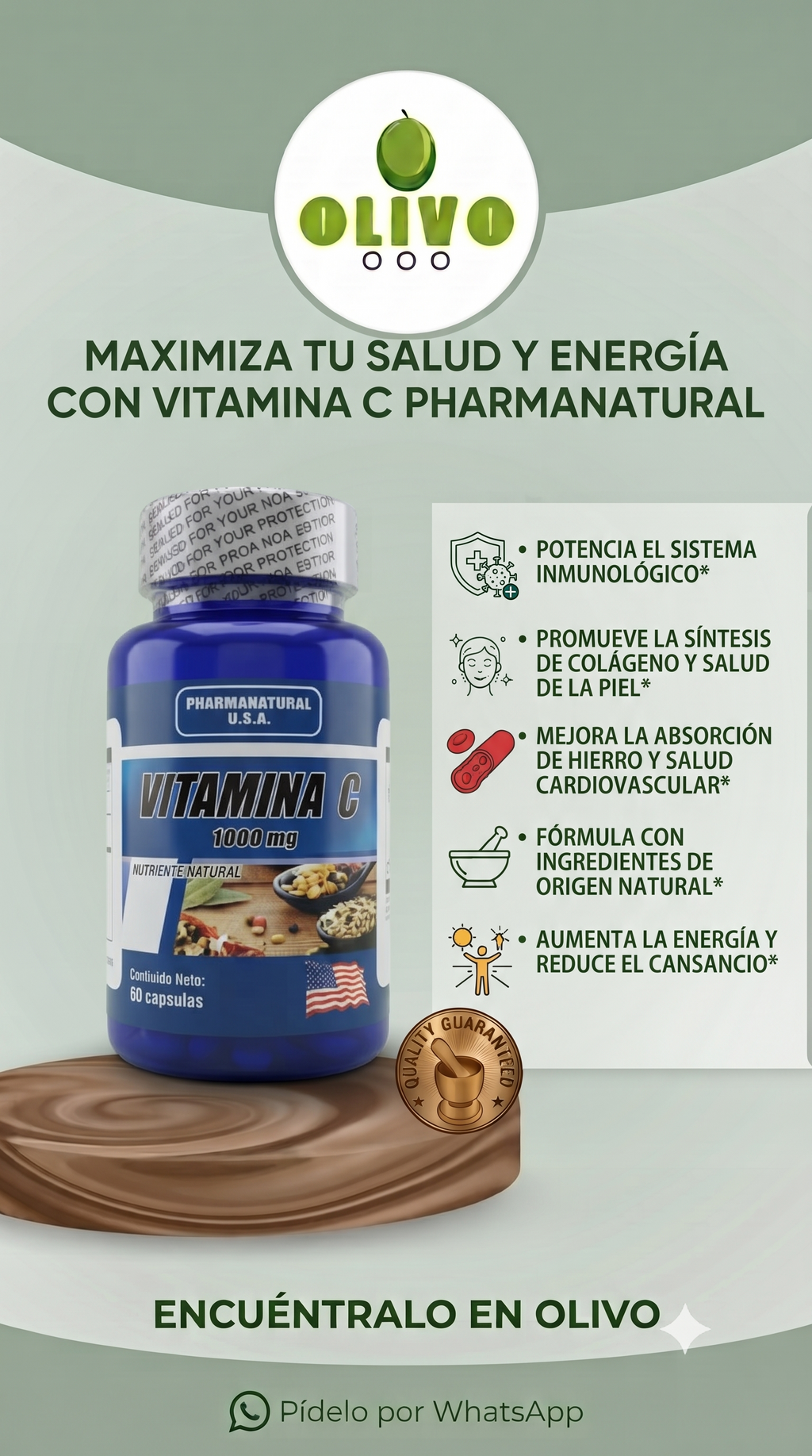 Vitamina C 60 Capsulas PharmaNatural