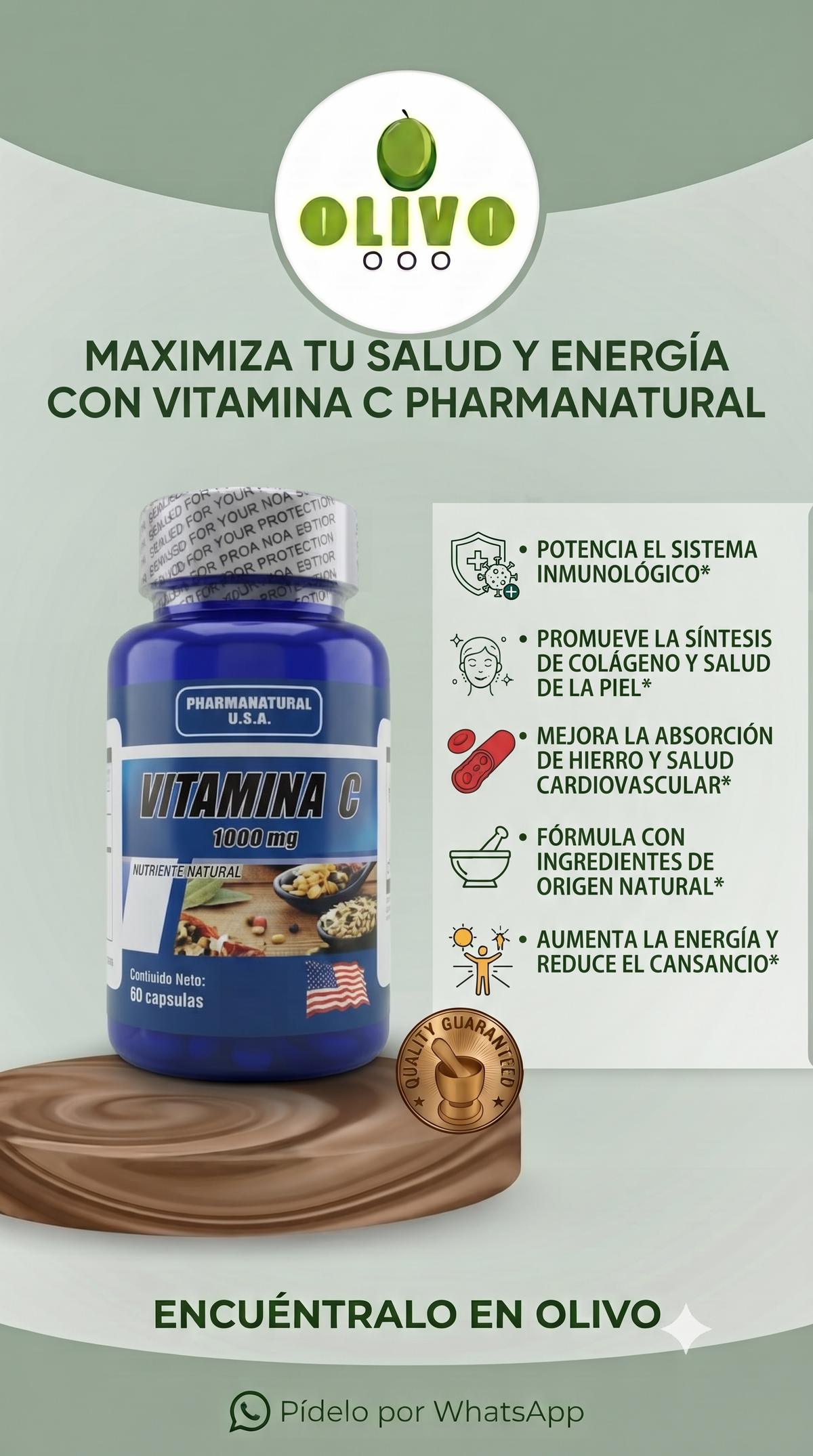 Vitamina C 60 Capsulas PharmaNatural