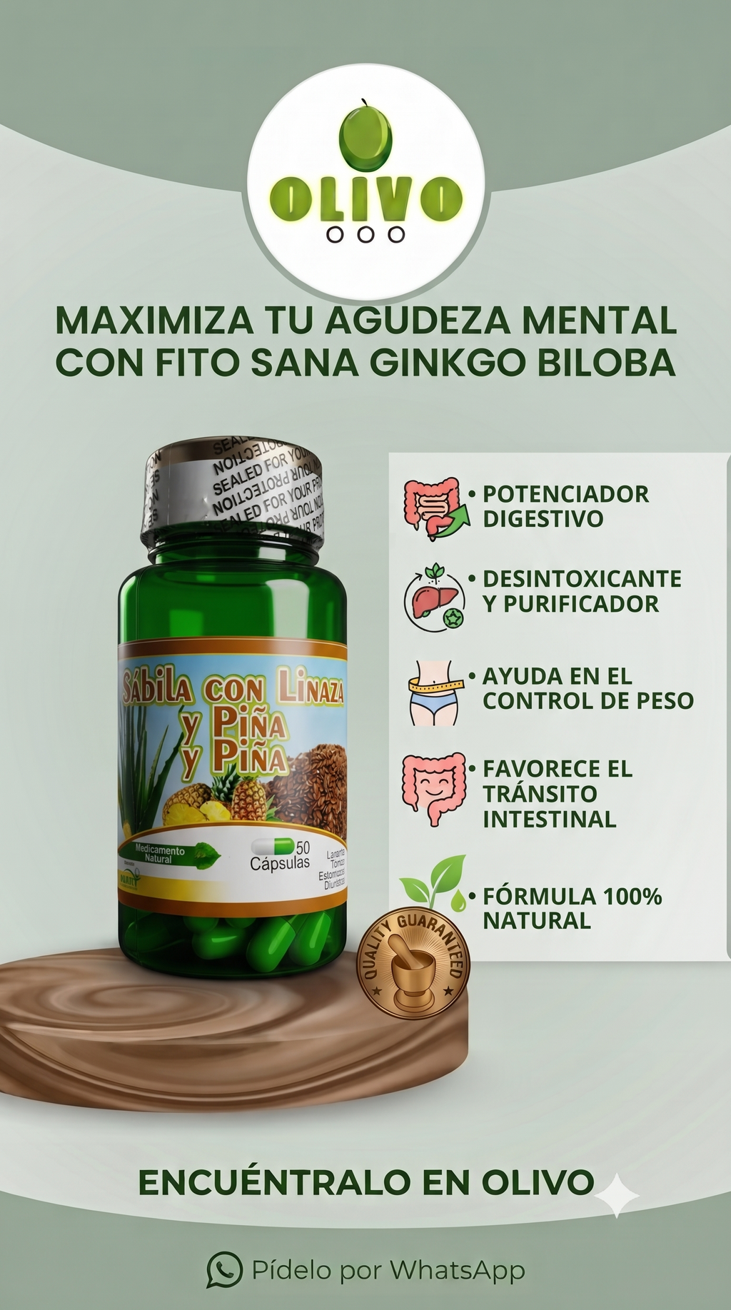 Sabila / Linaza / Piña 50 Capsulas