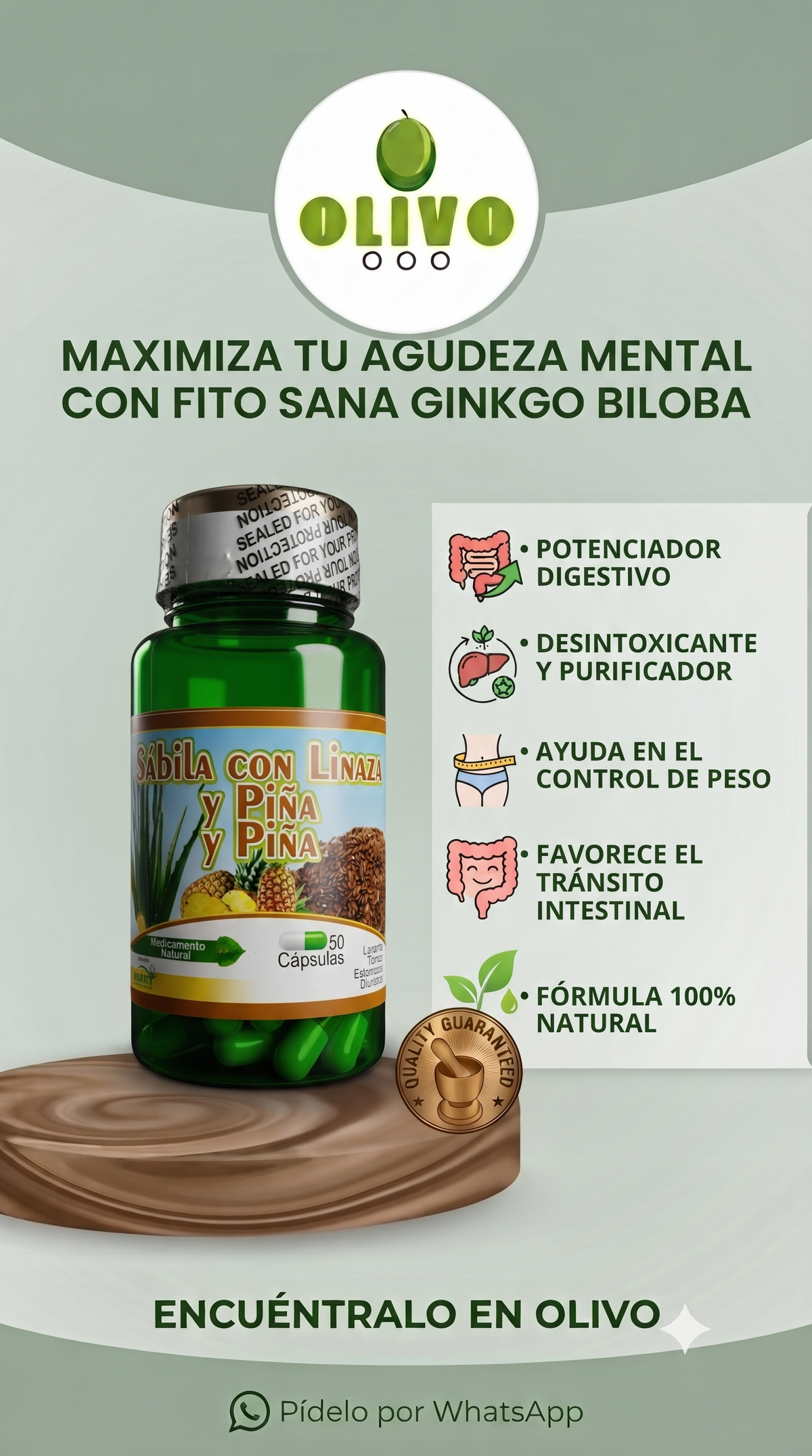 Sabila / Linaza / Piña 50 Capsulas