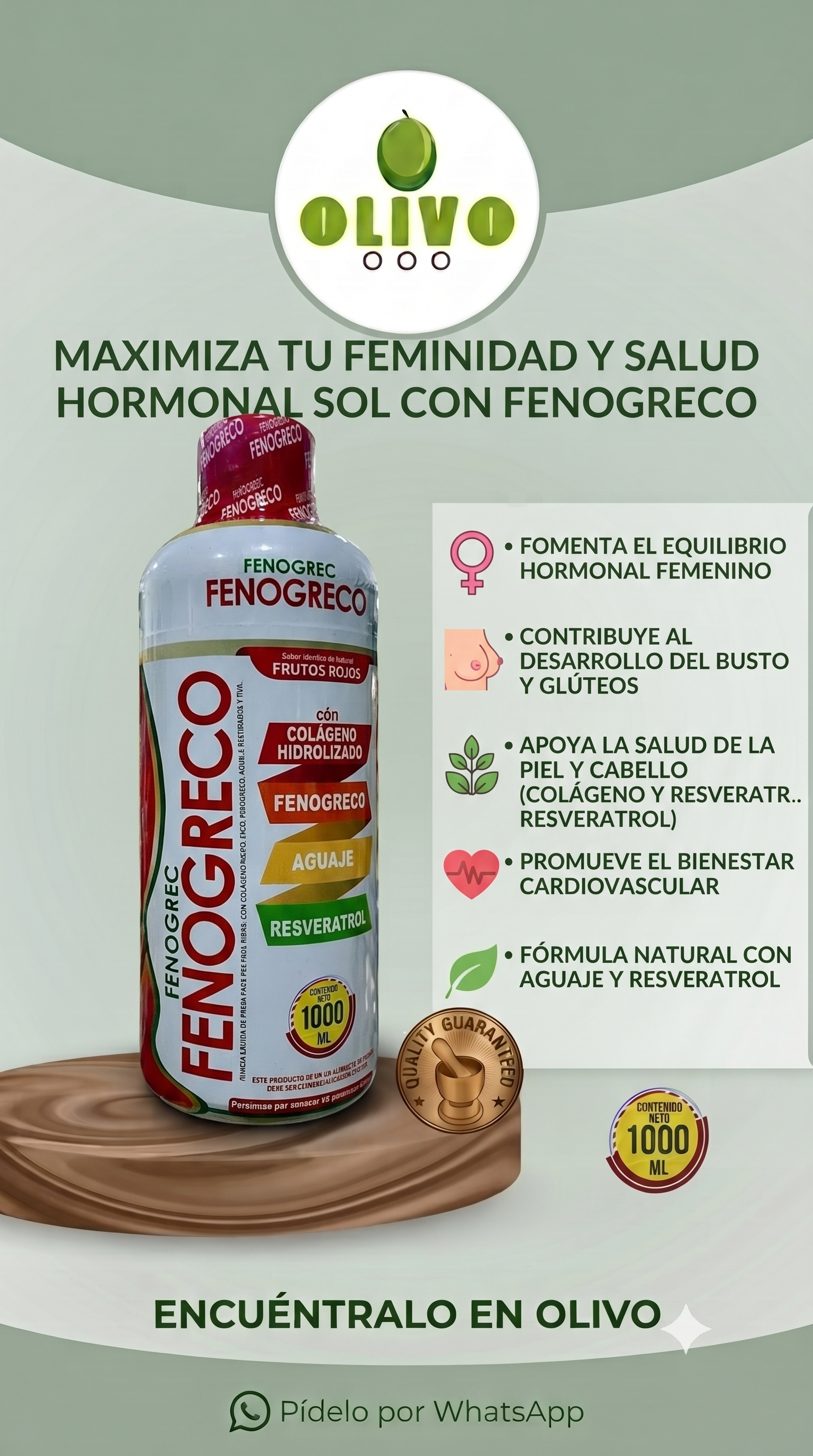 Fenogreco 1000ML Sabor Frutos Rojos