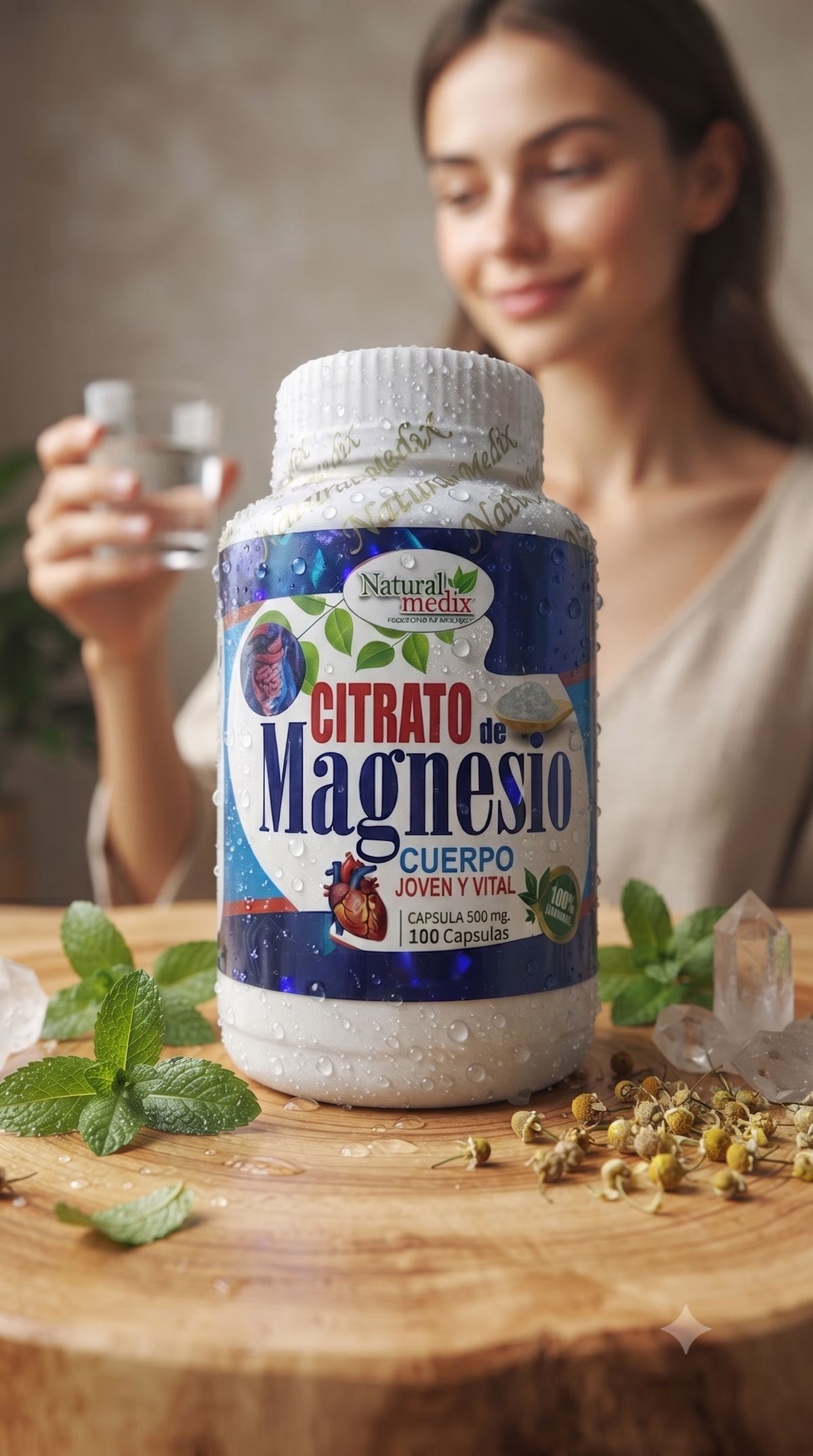 Citrato Magnesio 100Cáp Natural Medix Importado