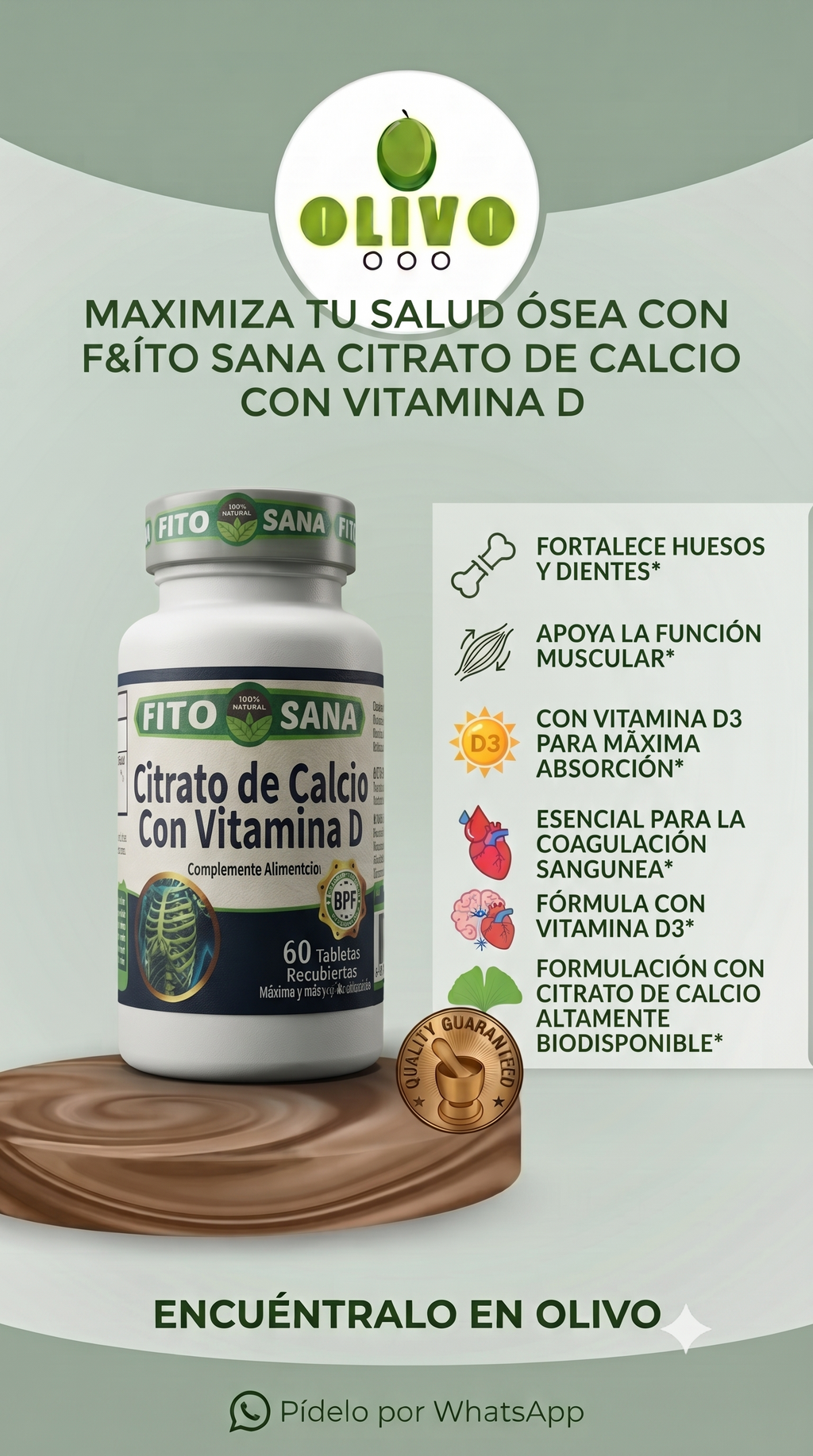 Citrato De Calcio + Vitamina D 60tab Fito Sana Nacional
