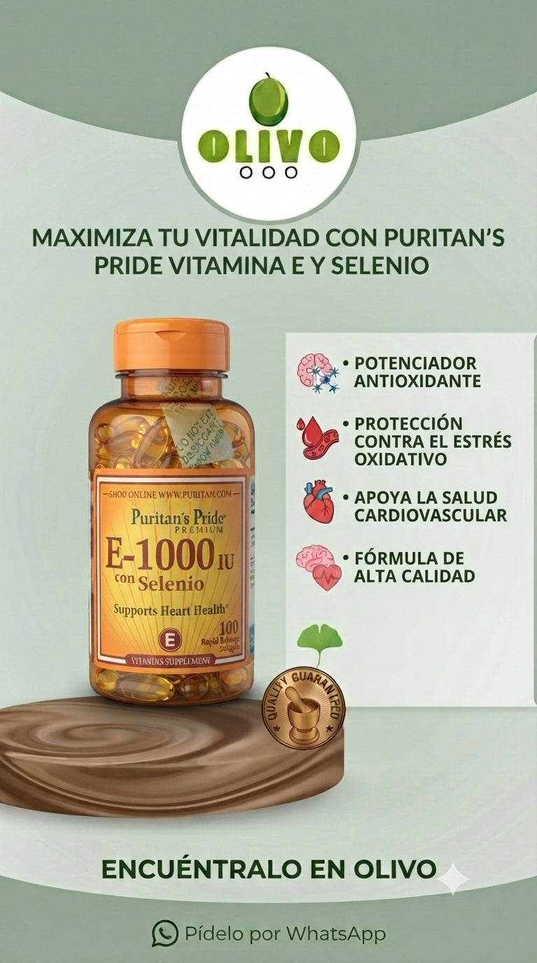 Vitamina E 1000 IU + Selenio 100 capsulas blandas Importada