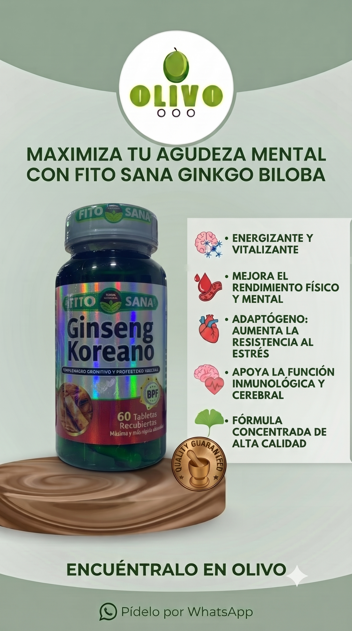 Ginseng Koreano 120 Tabletas Fito Sana pack