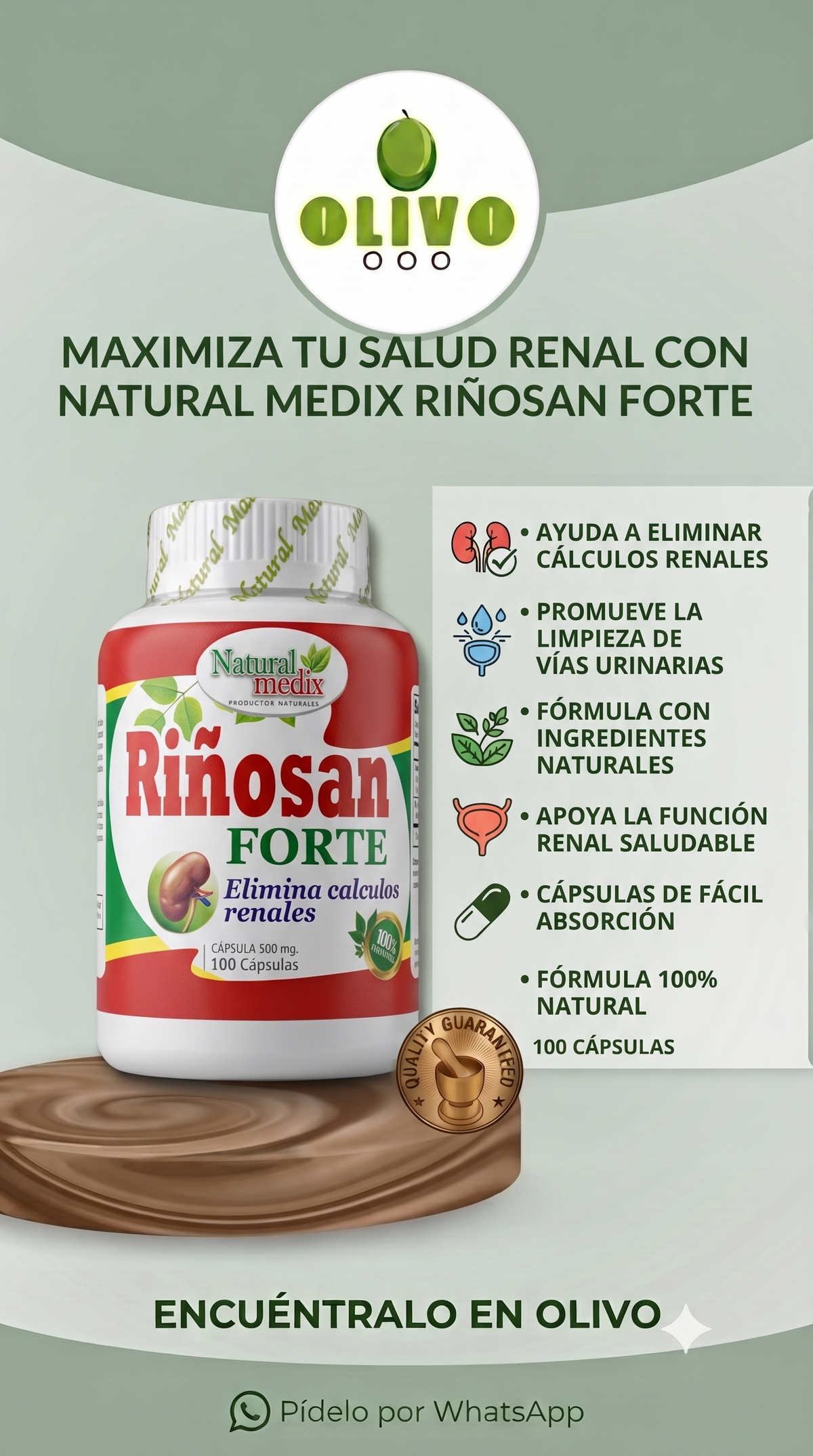 Riñosan Forte 100 Capsulas Natural Medix Importado
