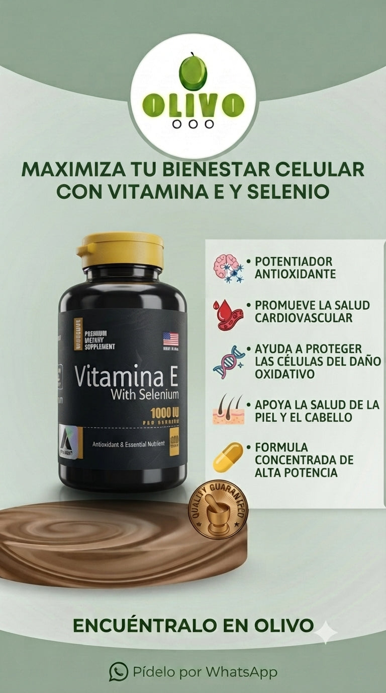 Vitamina E 1000 IU + Selenio 100 capsulas blandas Importada