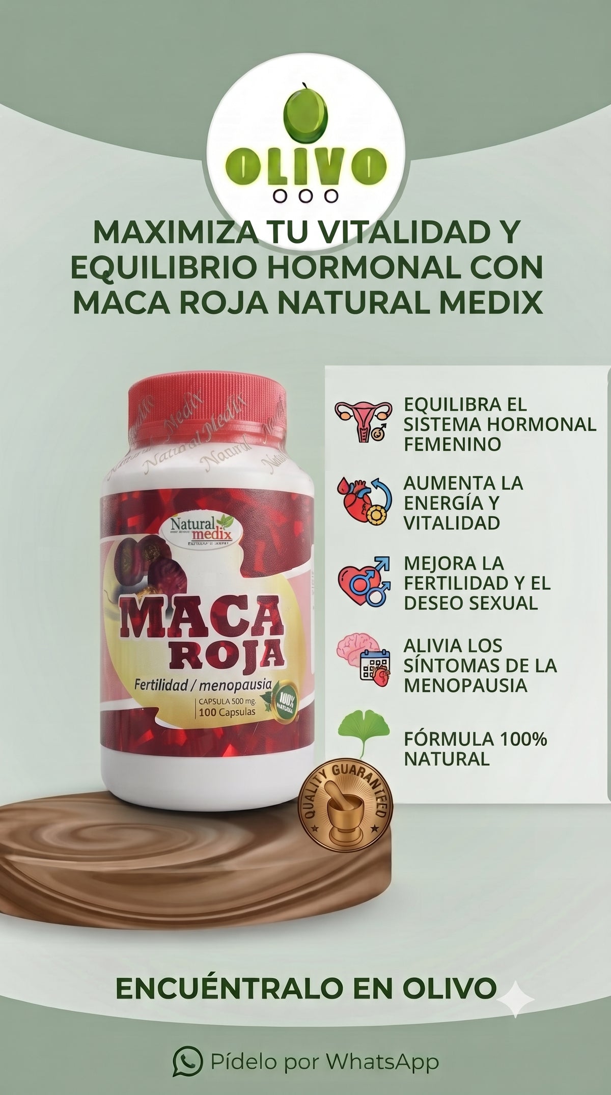 Maca Roja 100 Capsulas Natural Medix