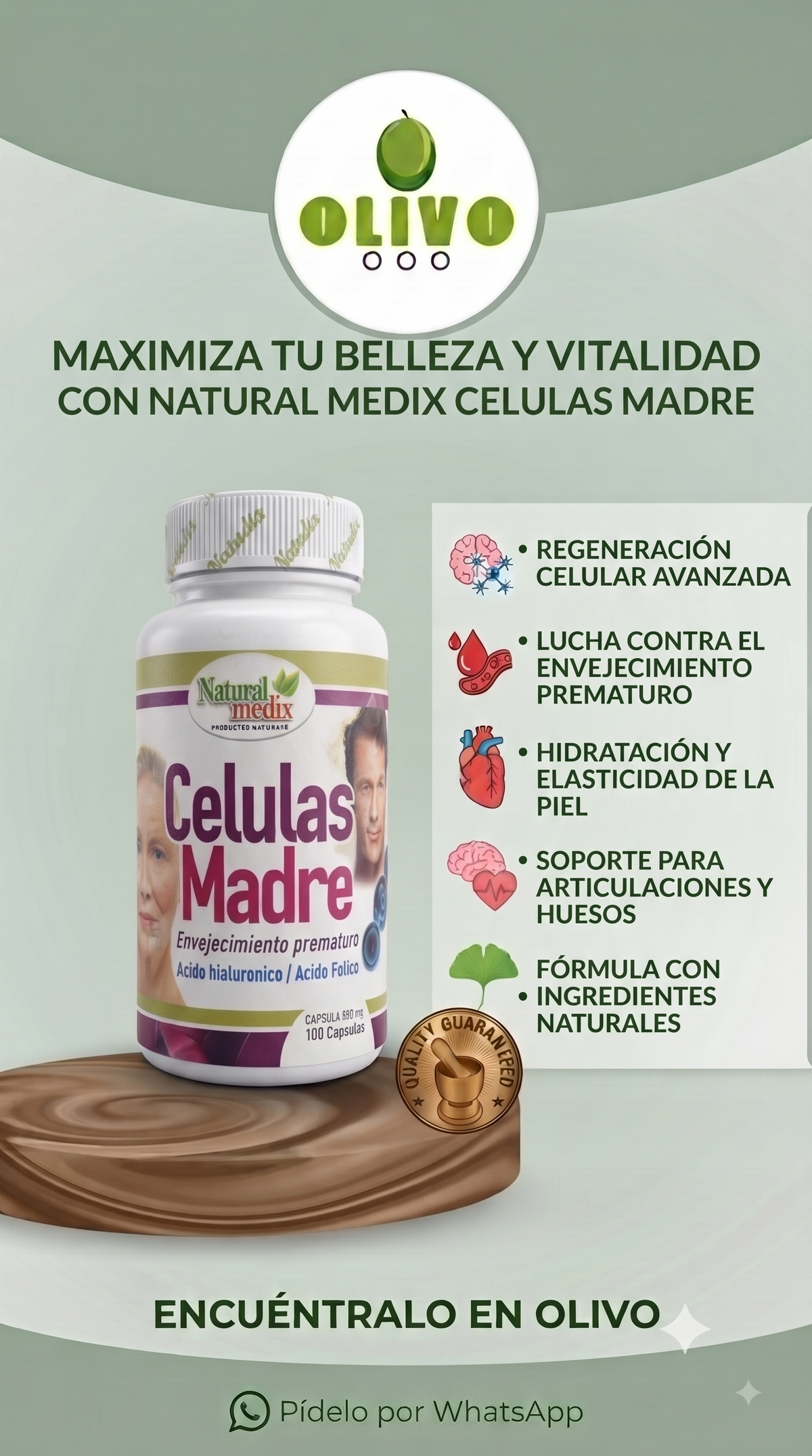 Células Madre 100 Cápsulas Natural Medix Importado