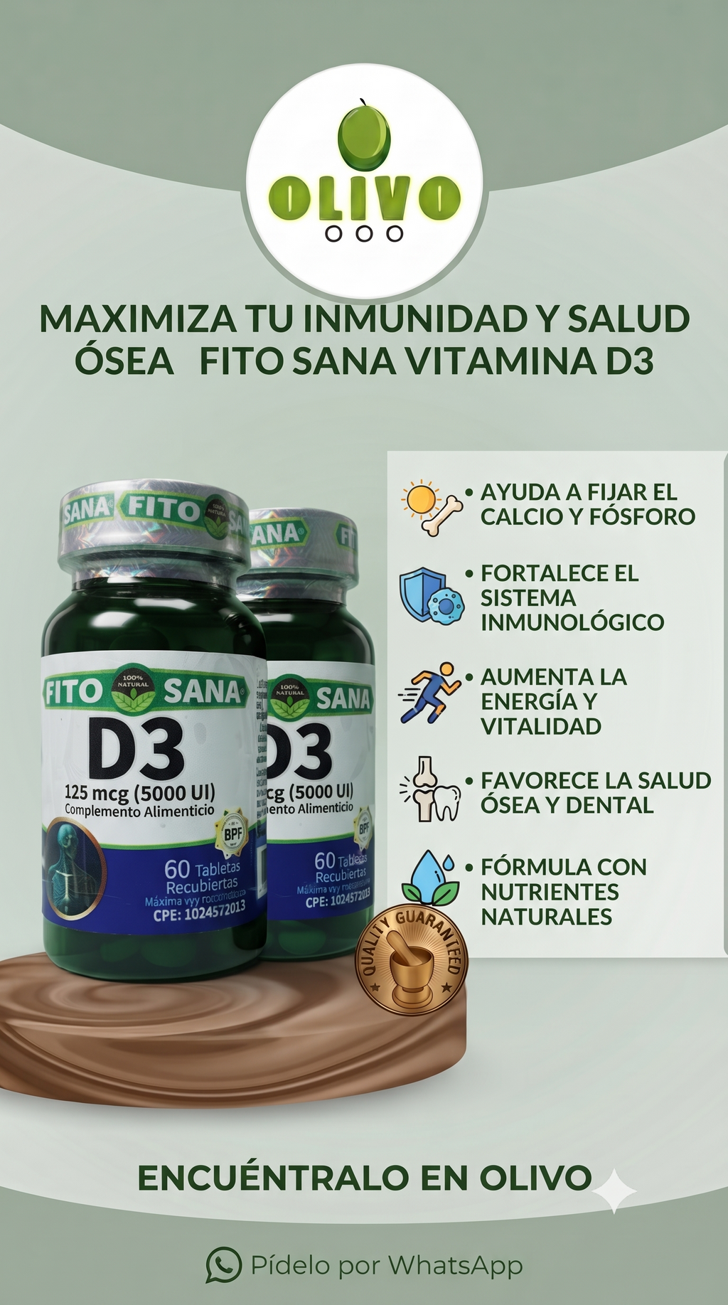 Vitamina D3 120 Tabletas Fito Sana