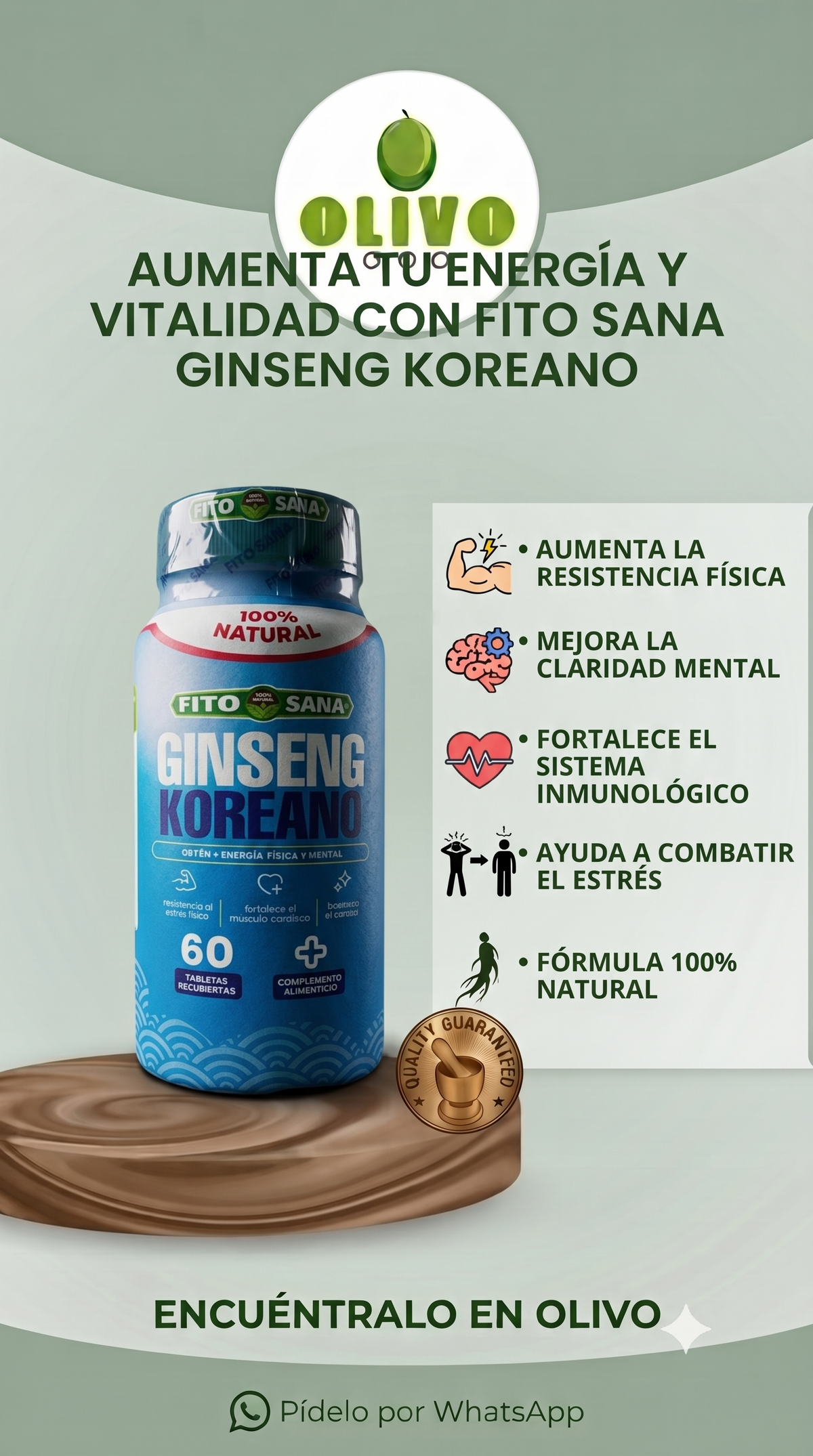 Ginseng Koreano 60 Tabletas Fito Sana
