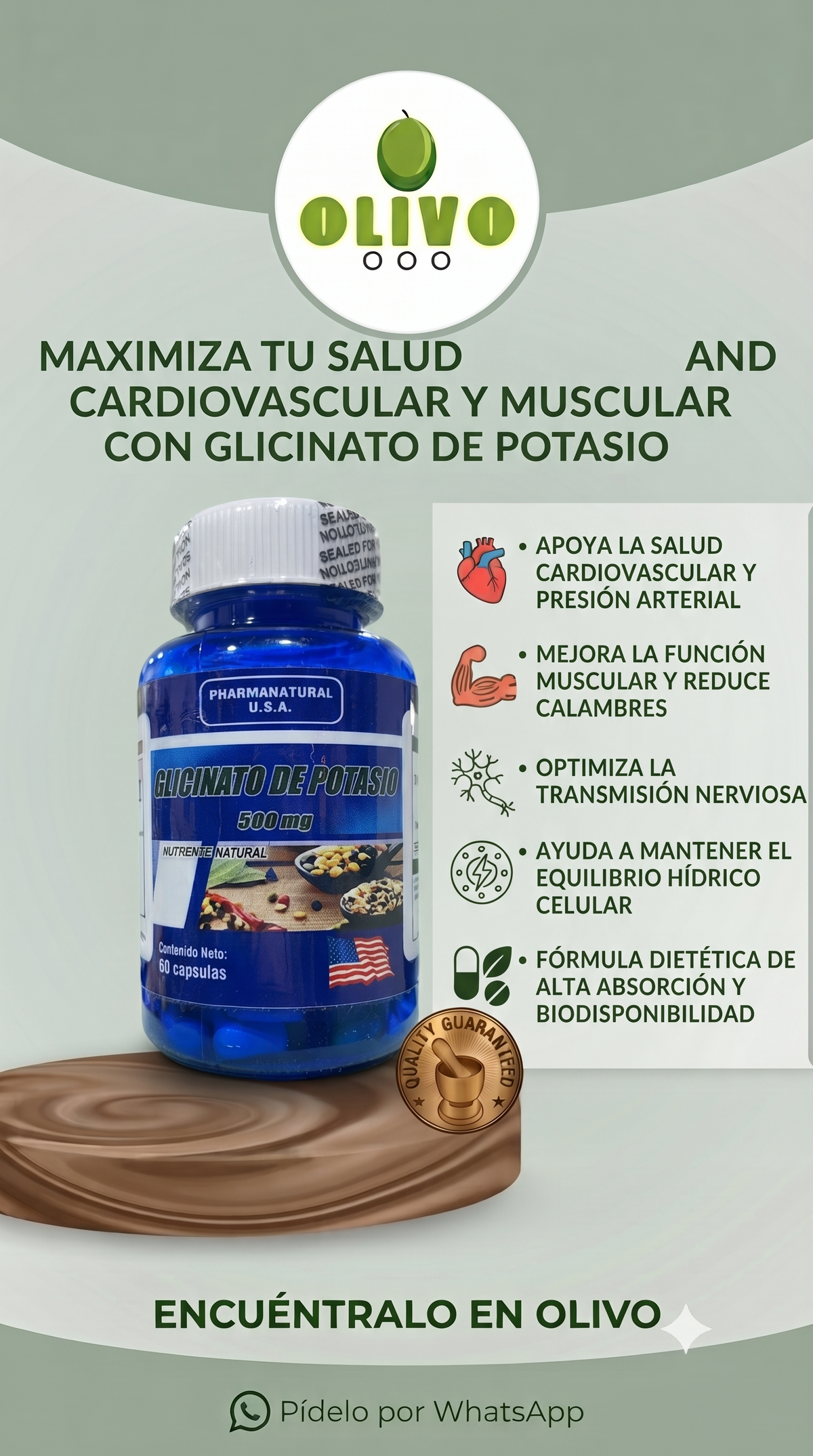 Glicinato De Potasio 60 Capsulas PharmaNatural