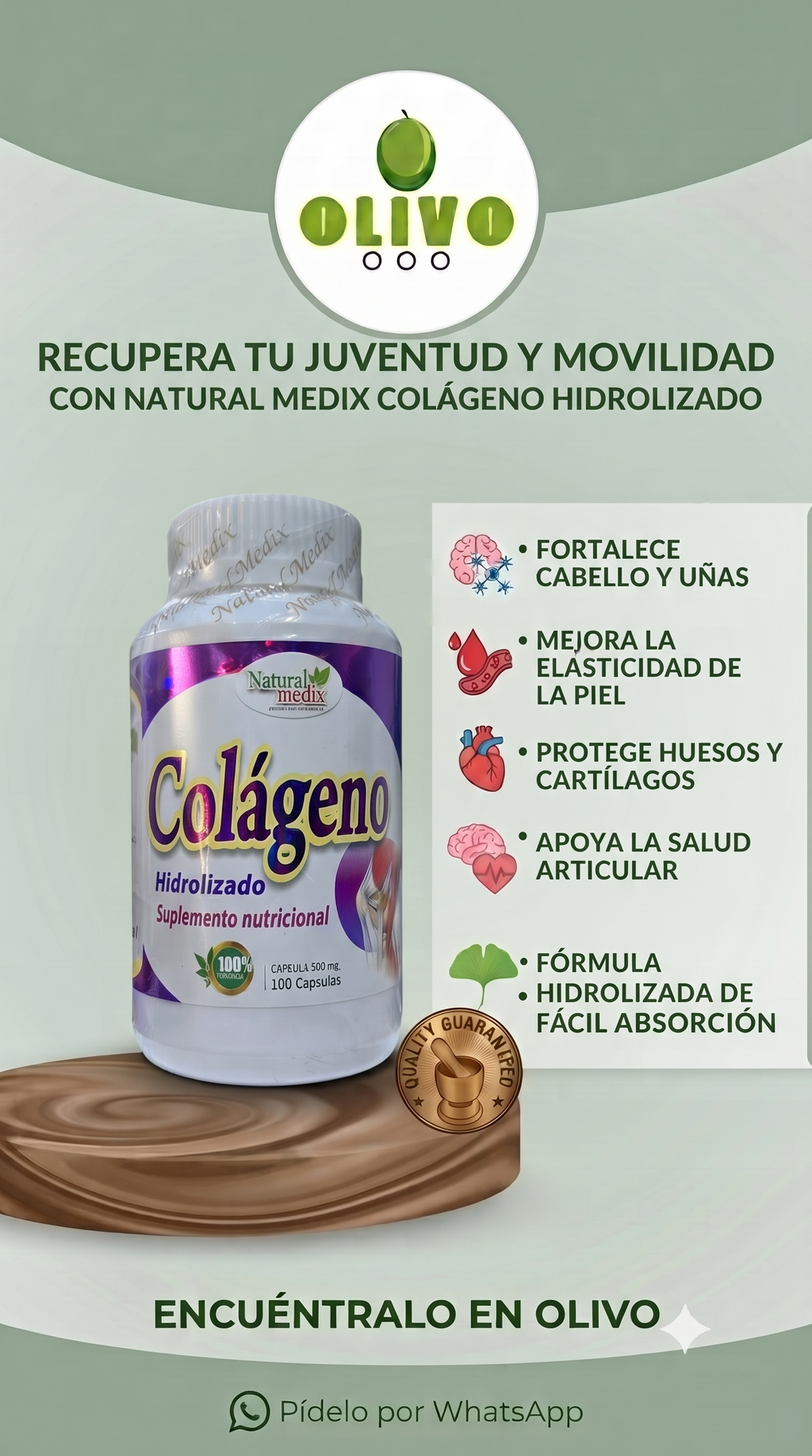 Colágeno Hidrolizado 100Cáp Natural Medix Importado