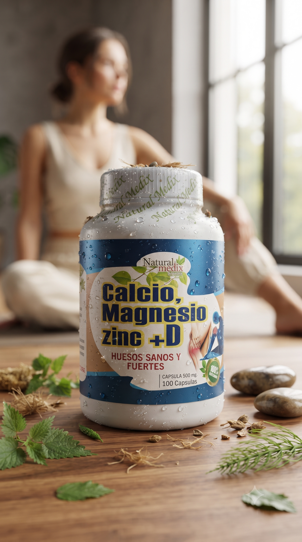 Calcio + Magnesio+ Zinc + Vit D 100 Cápsulas Natural Medix Importado