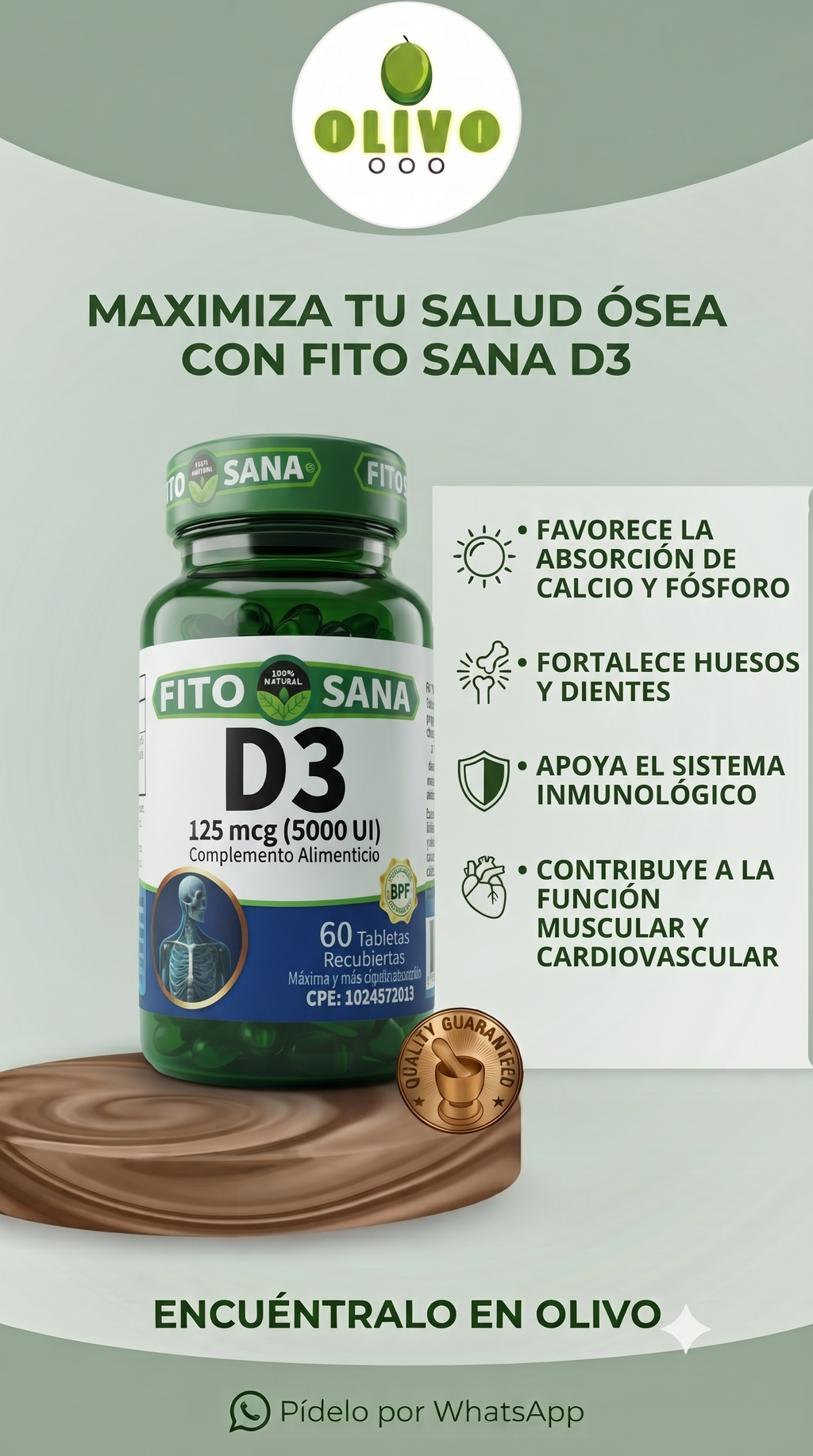 Vitamina D3 60 Tabletas Fito Sana