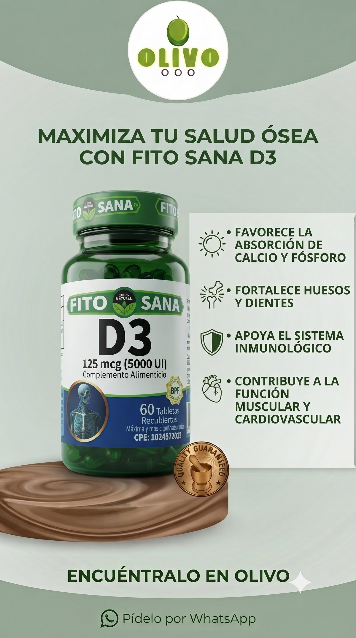 Vitamina D3 60 Tabletas Fito Sana
