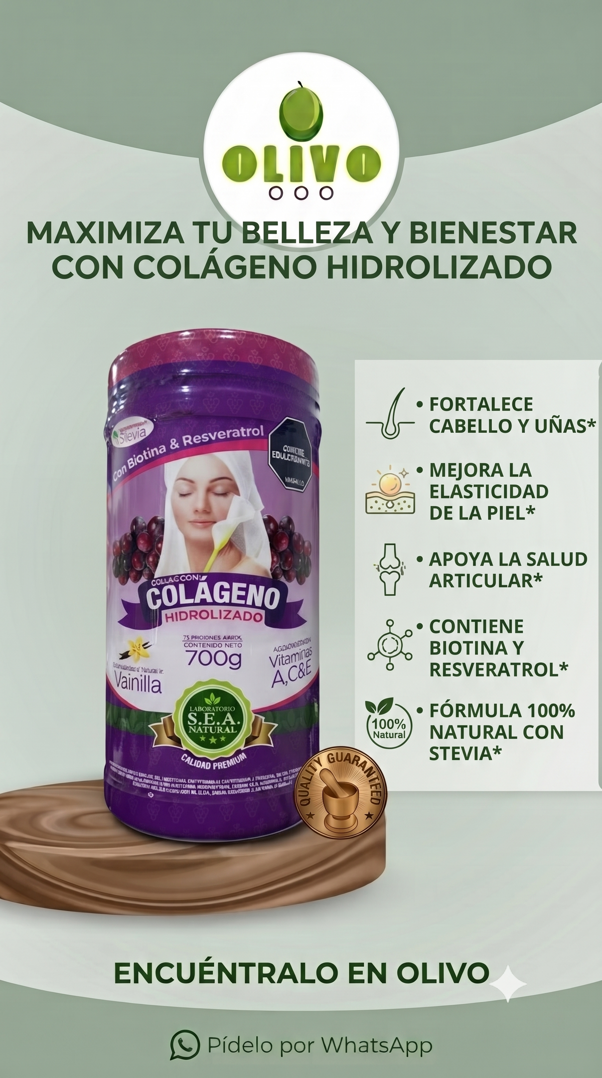 Colágeno Marino Hidrolizado 700g Vainilla Importado