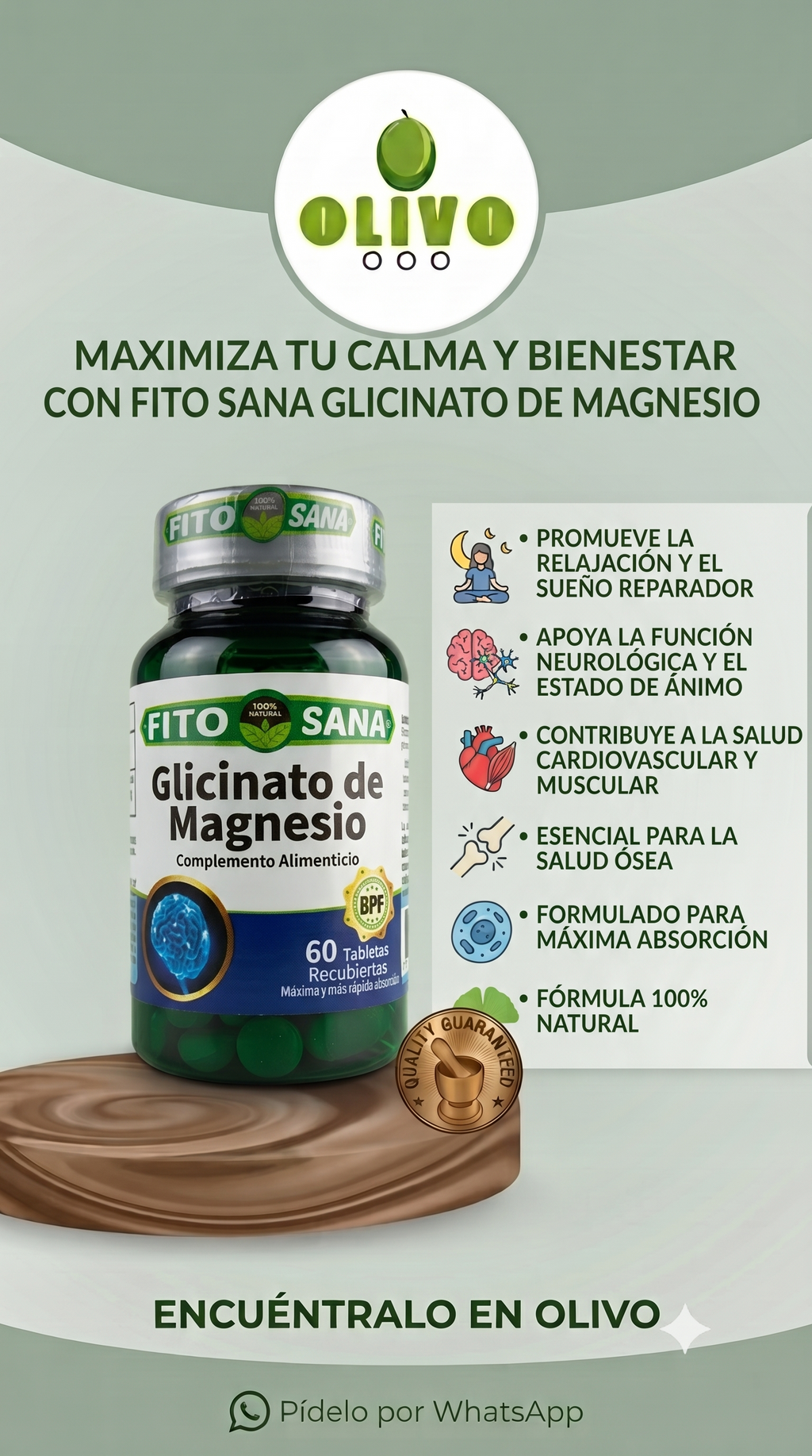 Glicinato De Magnesio 60 Tabletas Fito Sana