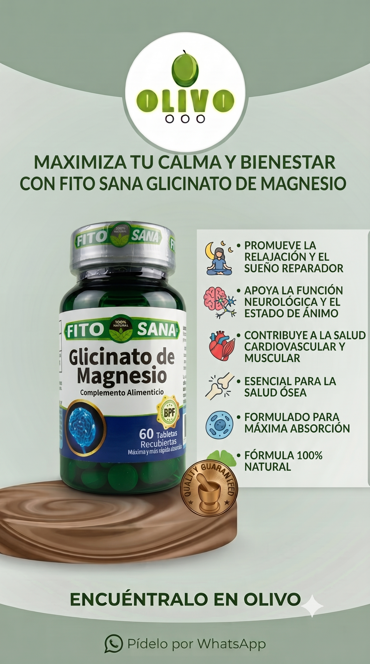 Glicinato De Magnesio 60 Tabletas Fito Sana