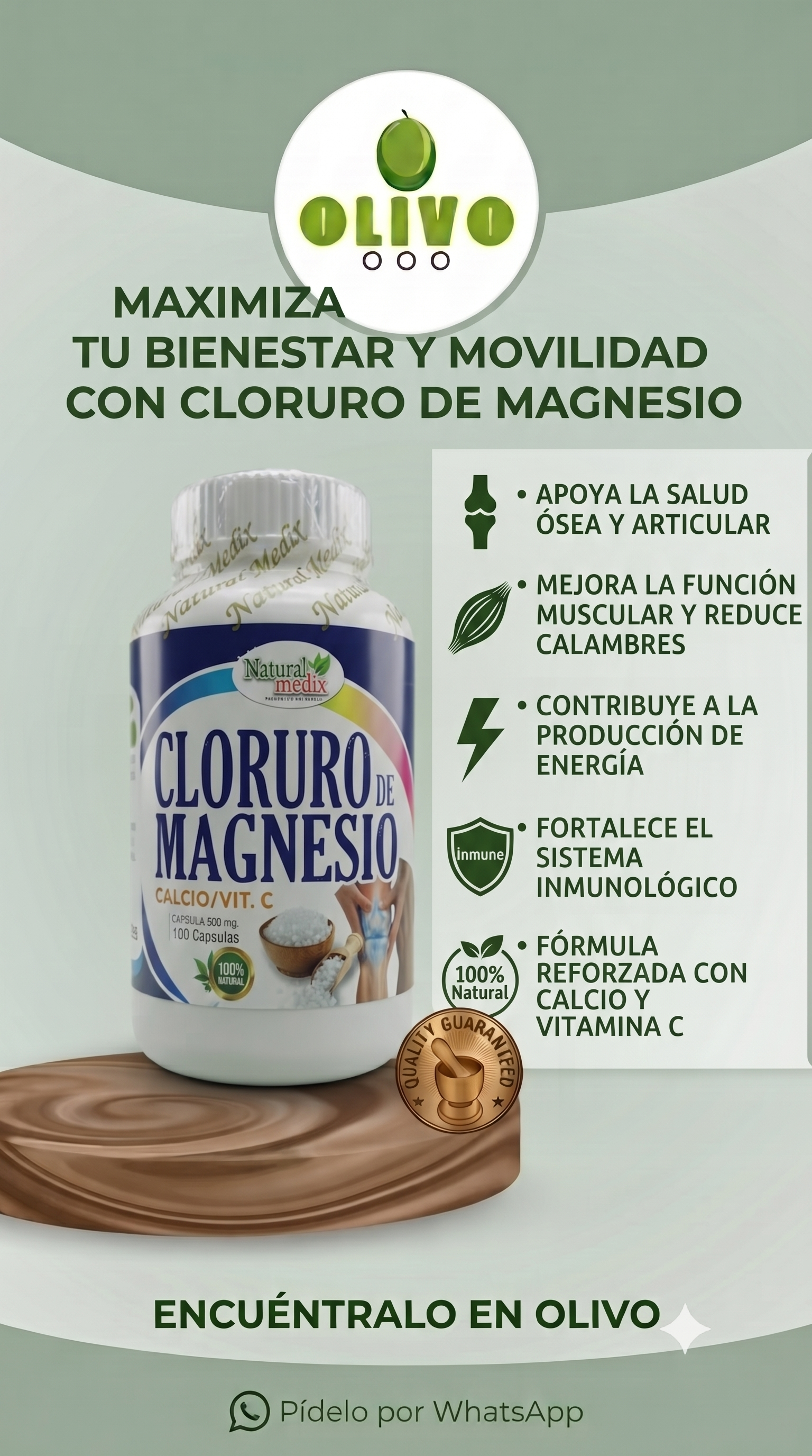Cloruro De Magnesio 100 Capsulas Natural Medic