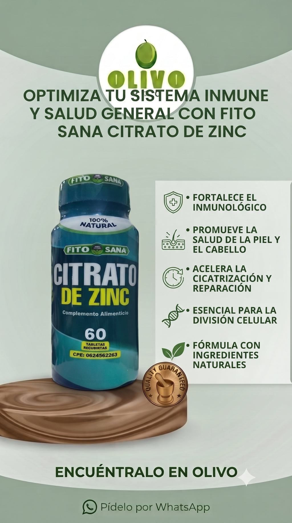 Citrato De Zinc 60 Tabletas Fito Sana