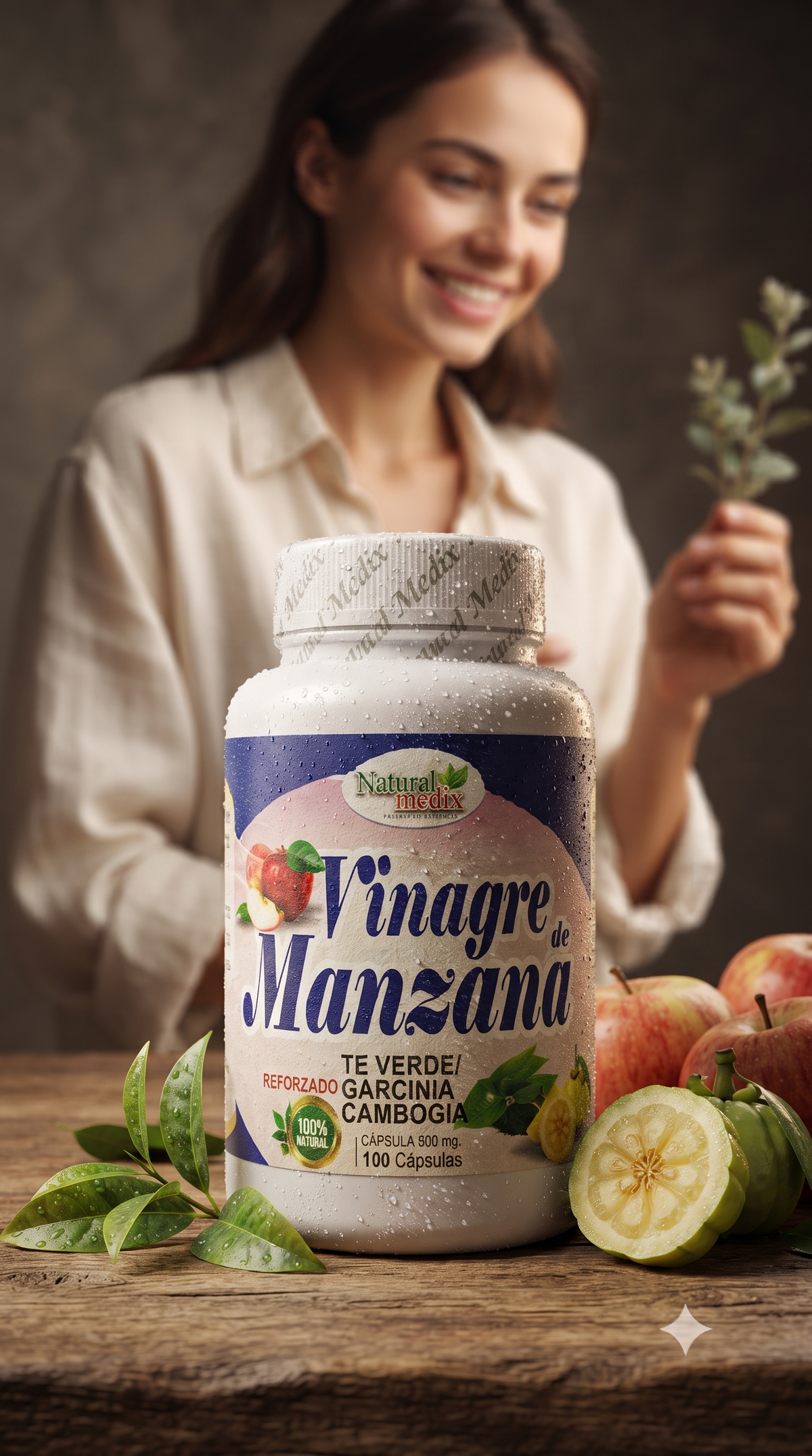 Vinagre De Manzana 100 Capsulas Natural Medix