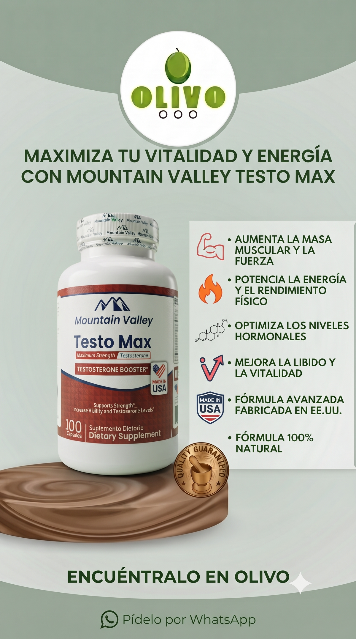 Texto Max 100 Capsulas Testoterona Importado