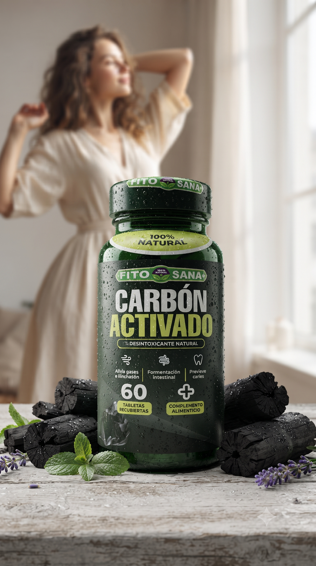 Carbón Activado 60 Tabletas Fito Sana Nacional