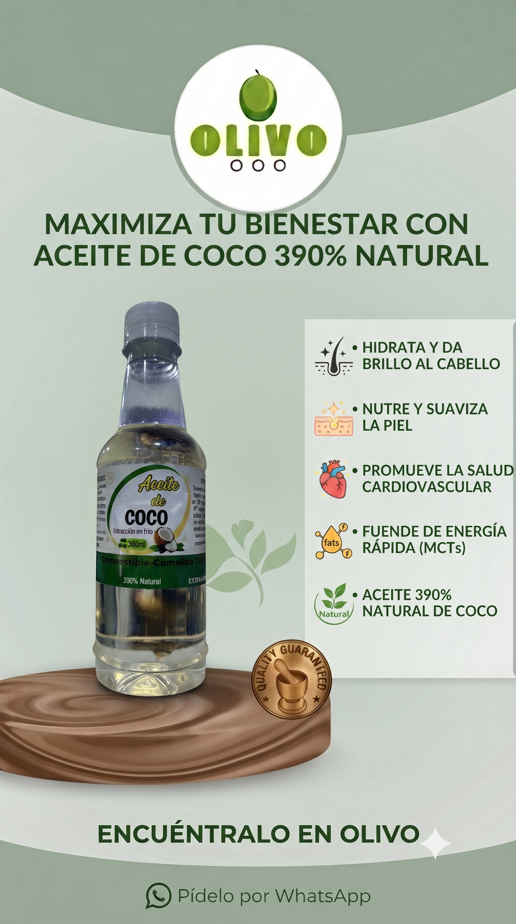 Aceite De Coco Comestible 340ml