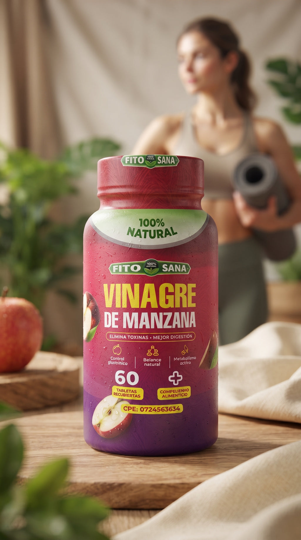Vinagre De Manzana 60 Tabletas Fito Sana