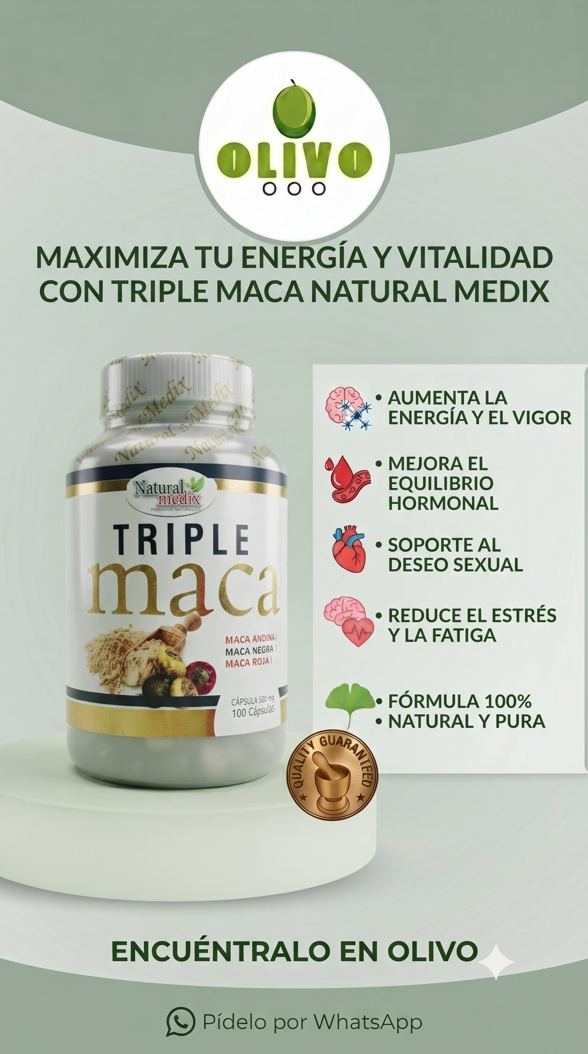 Triple Maca 100 Capsulas Natural Medix