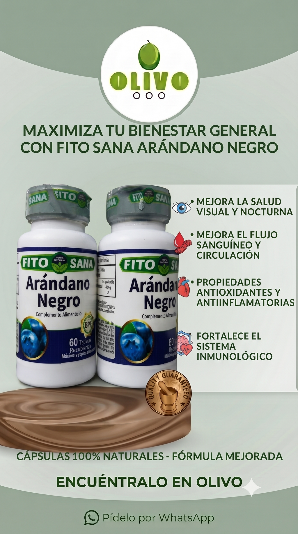 Arándano Negro 120 Tabletas Pack Fito Sana Nacional