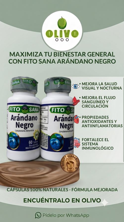Arándano Negro 120 Tabletas Pack Fito Sana Nacional